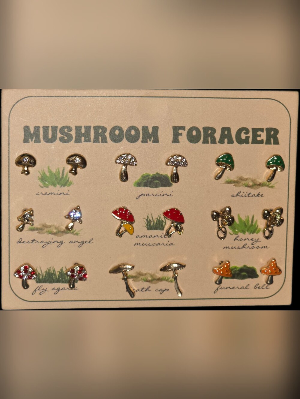 Mushroom Forager Stud Earring Set